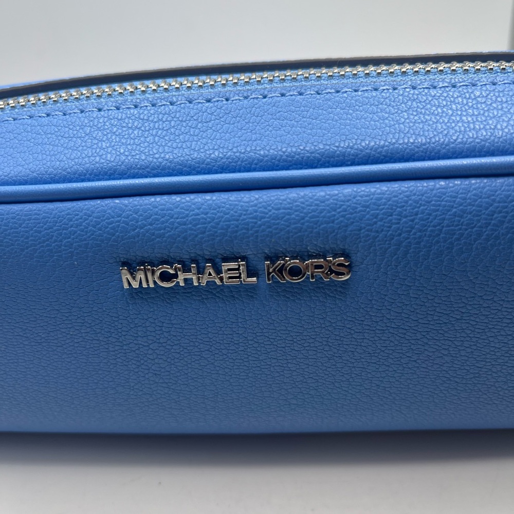 NEW MICHAEL KORS GIFTABLES SOUTH PACIFIC BLUE MEDIUM LEATHER MAKEUP/ PENCIL CASE - Picture 2 of 8